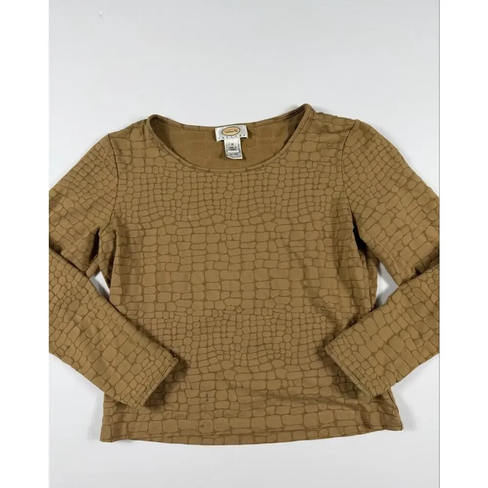 Talbots Petites Textured Crocodile Print Knit Top Size Medium